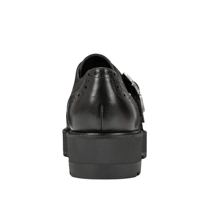 Women Loafers and Flats Marc Fisher Remona Monk Strap Loafer Black Leather