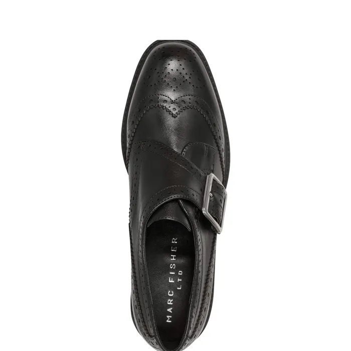 Women Loafers and Flats Marc Fisher Remona Monk Strap Loafer Black Leather
