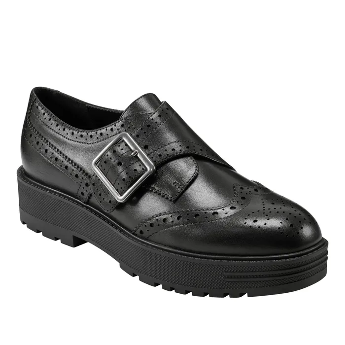 Women Loafers and Flats Marc Fisher Remona Monk Strap Loafer Black Leather