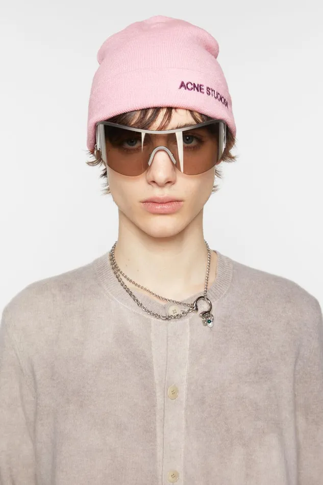 Women Logo Beanie Light Pink Acne Studios Hats