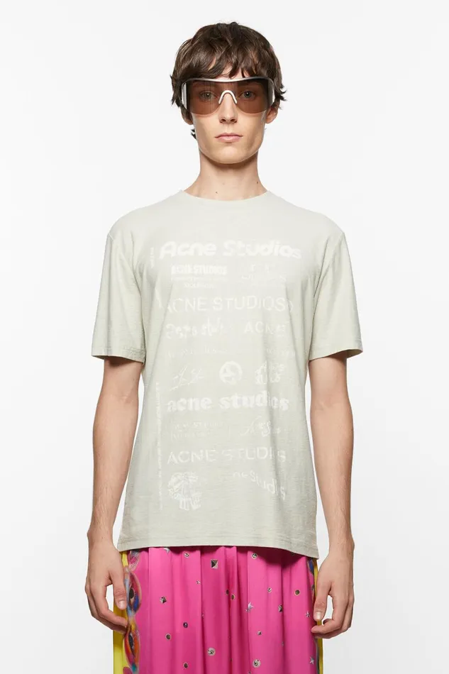 Women Logo Tshirt 8211 Relaxed Fit Herb Green Acne Studios Tshirts