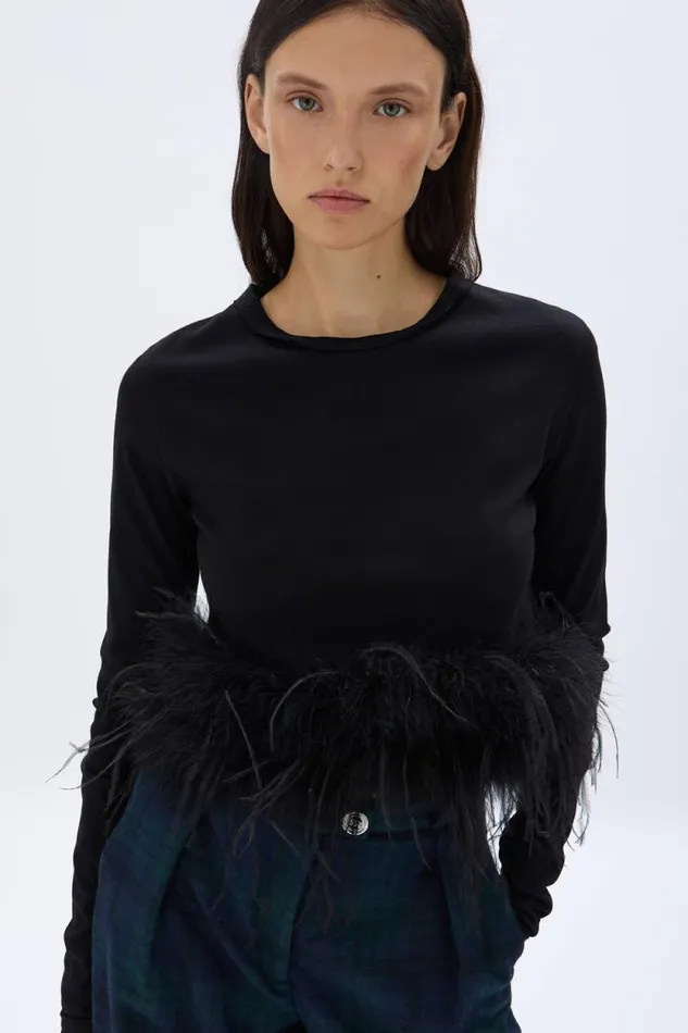 Women Longsleeved Jersey Top Black Black Sonia Rykiel Tank Tops