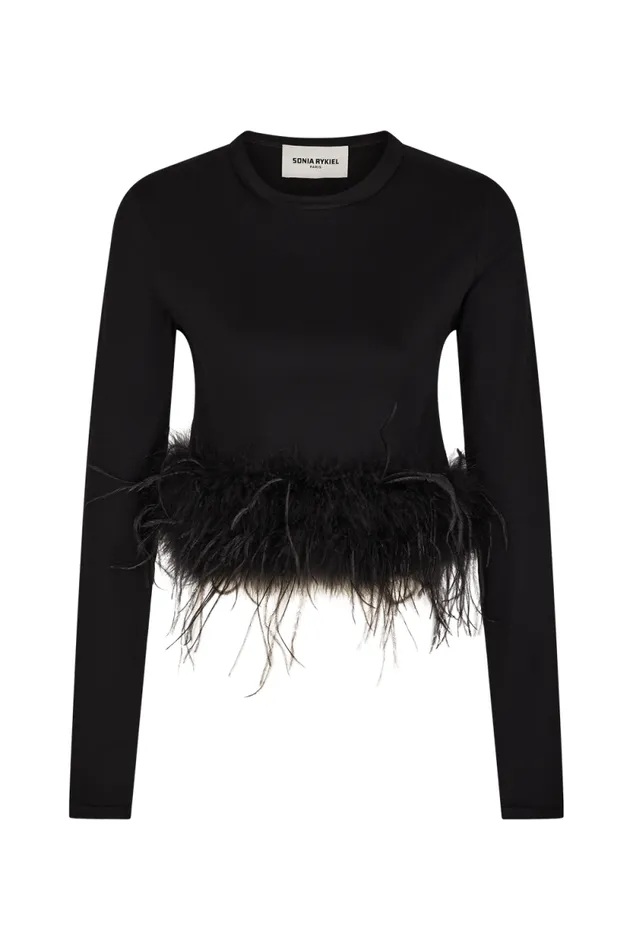 Women Longsleeved Jersey Top Black Black Sonia Rykiel Tank Tops