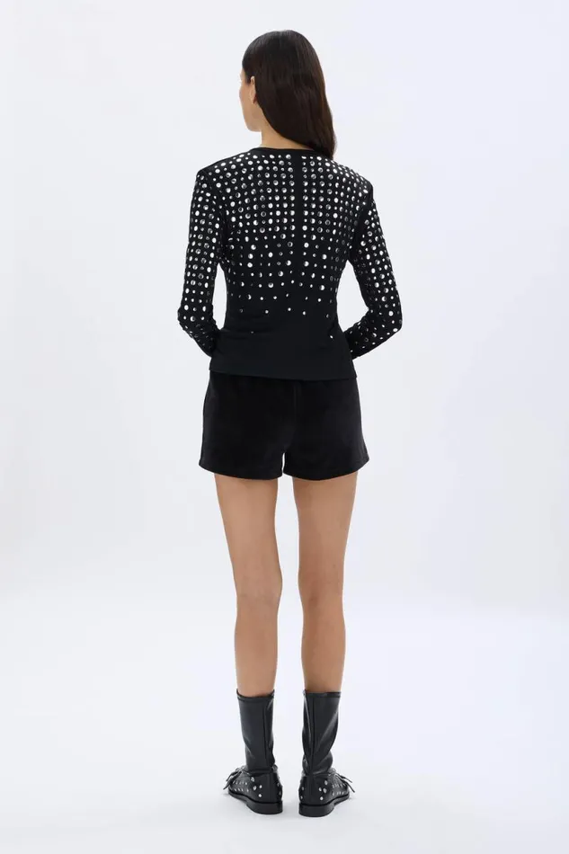 Women Longsleeved Studded Jersey Top Black Black Sonia Rykiel Evening Tops