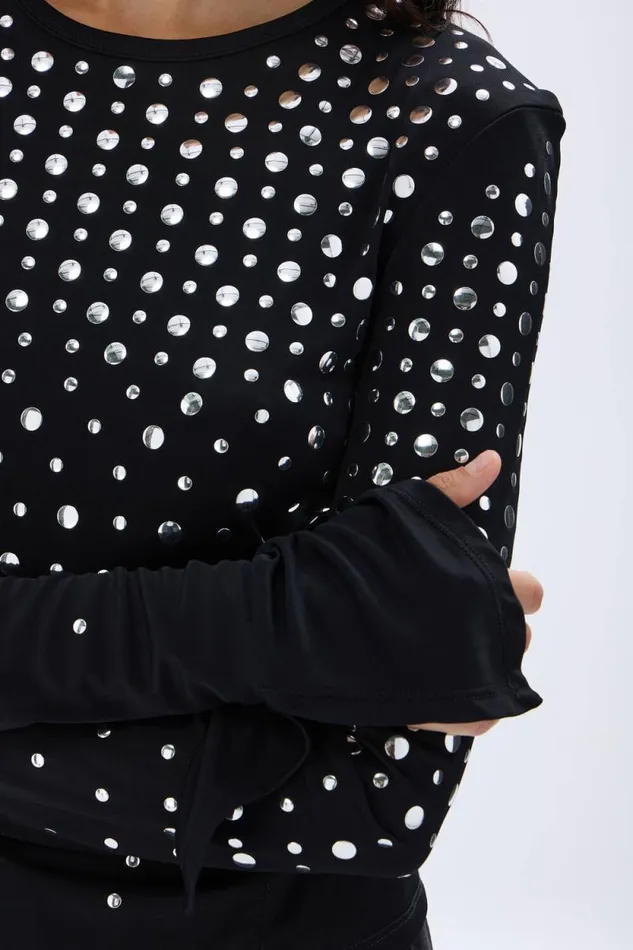 Women Longsleeved Studded Jersey Top Black Black Sonia Rykiel Evening Tops
