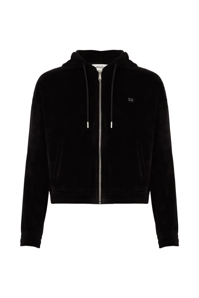 Women Longsleeved Velvet Hoodie Black Black Sonia Rykiel Sweatshirts