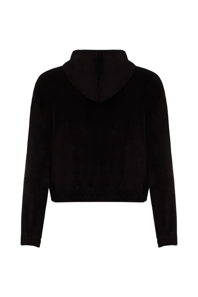 Women Longsleeved Velvet Hoodie Black Black Sonia Rykiel Sweatshirts