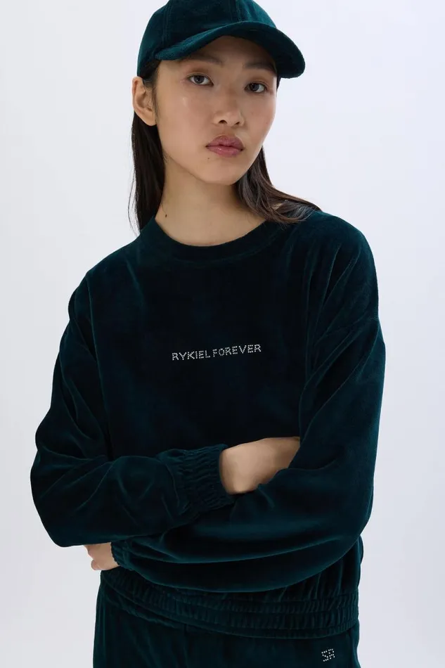 Women Longsleeved Velvet Sweater Dark Green Green Sonia Rykiel Sweatshirts