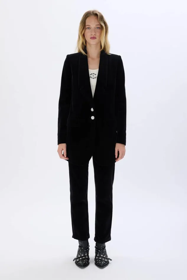 Women Long Velvet Jacket Black Black Sonia Rykiel Jackets