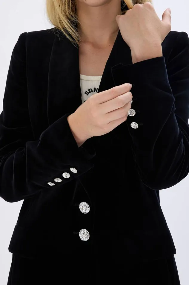 Women Long Velvet Jacket Black Black Sonia Rykiel Jackets