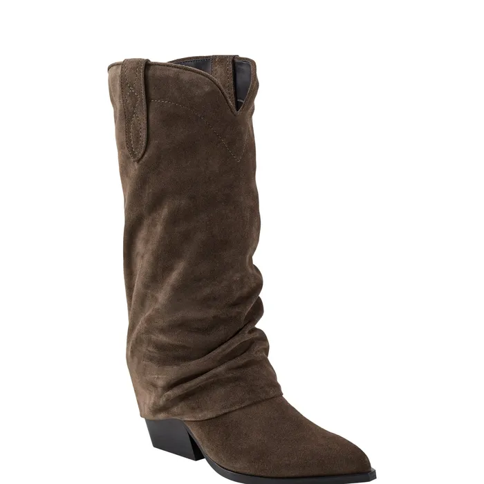 Women Marc Fisher Calysta Block Heel Pointy Toe Boot Dark Green Boots