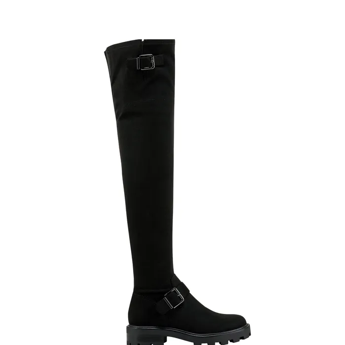Women Marc Fisher Ganven Lug Sole Over The Knee Boot Black Casual Boots