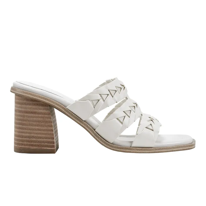 Women Marc Fisher Melita Block Heel Sandal Ivory Mules and Slides