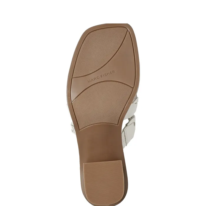 Women Marc Fisher Melita Block Heel Sandal Ivory Mules and Slides
