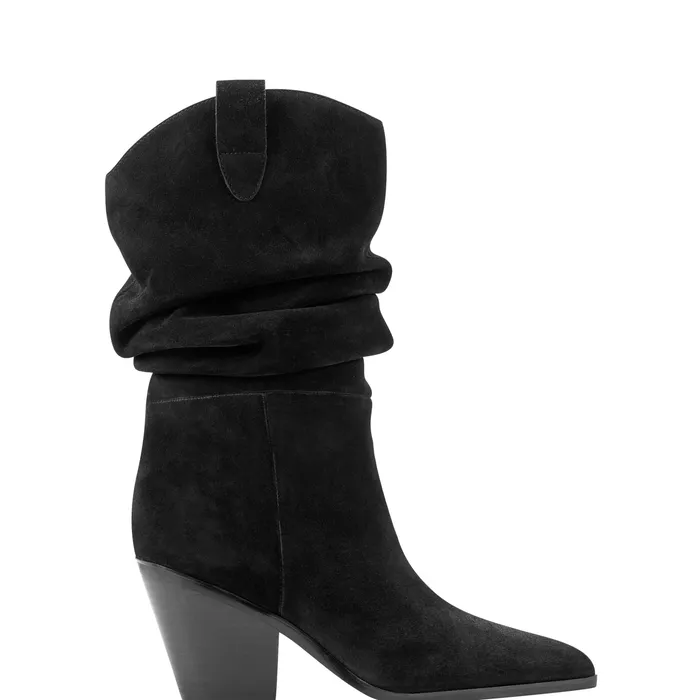 Women Marc Fisher Myleea Slouchy Boot Black Suede Boots
