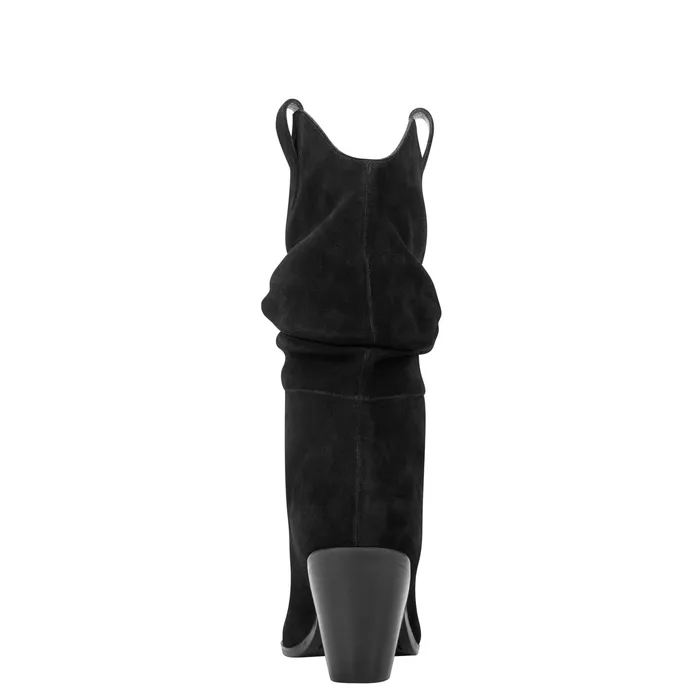 Women Marc Fisher Myleea Slouchy Boot Black Suede Boots