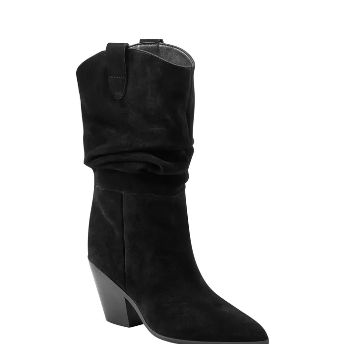 Women Marc Fisher Myleea Slouchy Boot Black Suede Boots