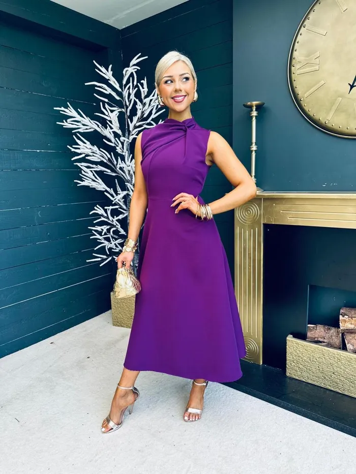 Women Maxi Canella Lane Kole Gathered Occasion Dress Plum