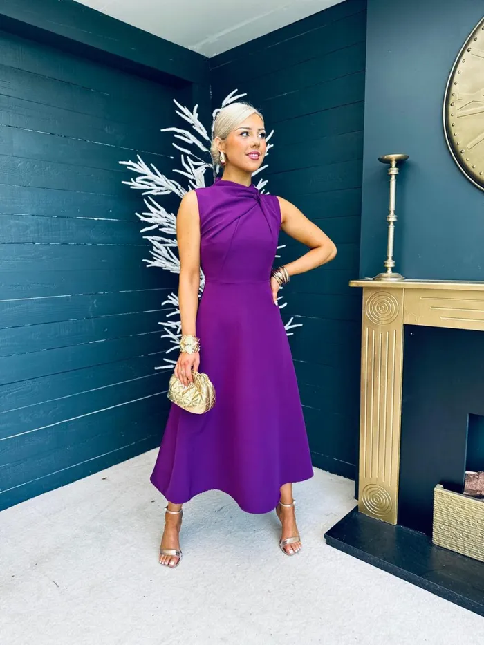 Women Maxi Canella Lane Kole Gathered Occasion Dress Plum