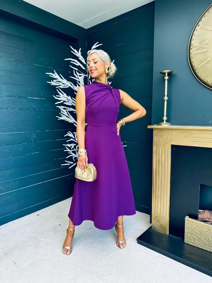 Women Maxi Canella Lane Kole Gathered Occasion Dress Plum