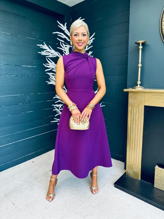Women Maxi Canella Lane Kole Gathered Occasion Dress Plum