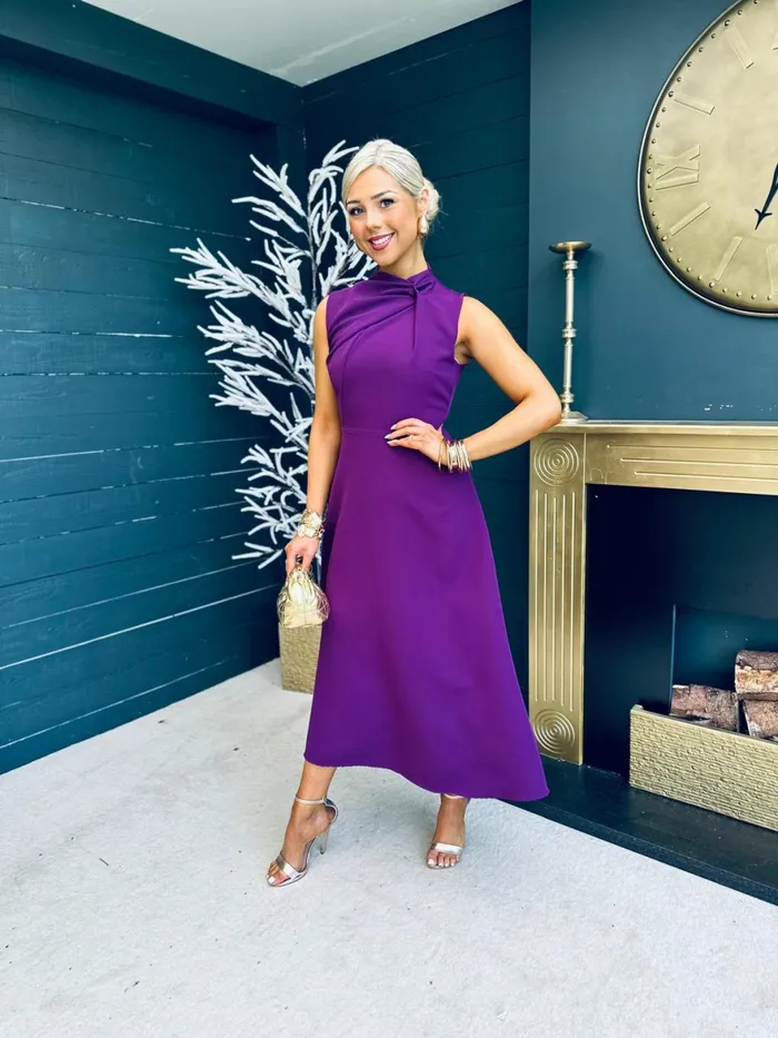 Women Maxi Canella Lane Kole Gathered Occasion Dress Plum