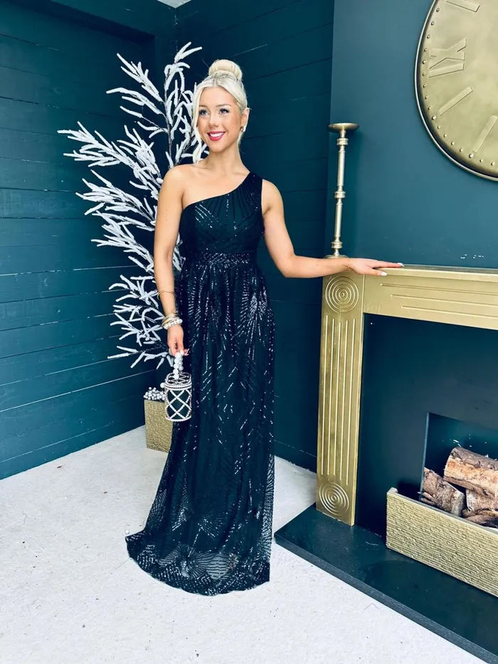 Women Maxi Canella Lane Shauna Sequin Occasion Dress Black