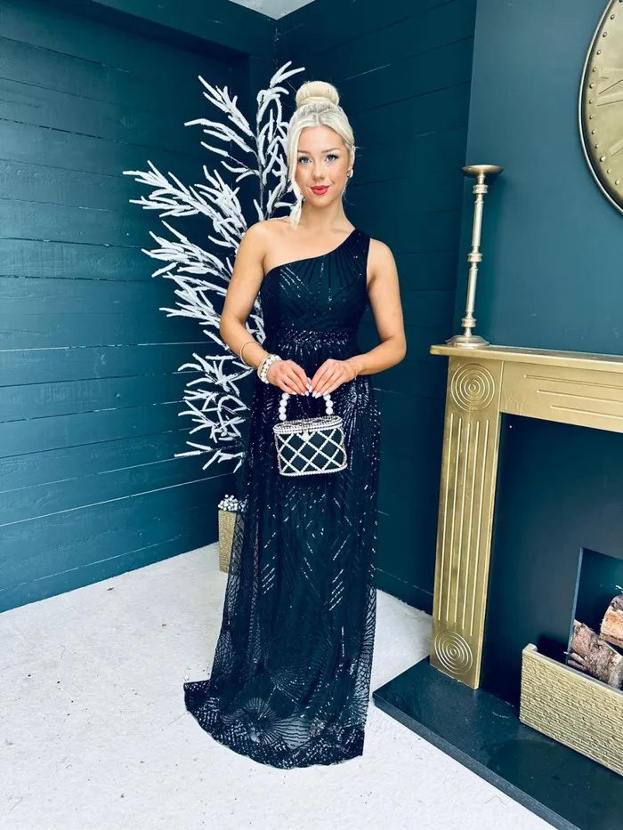 Women Maxi Canella Lane Shauna Sequin Occasion Dress Black