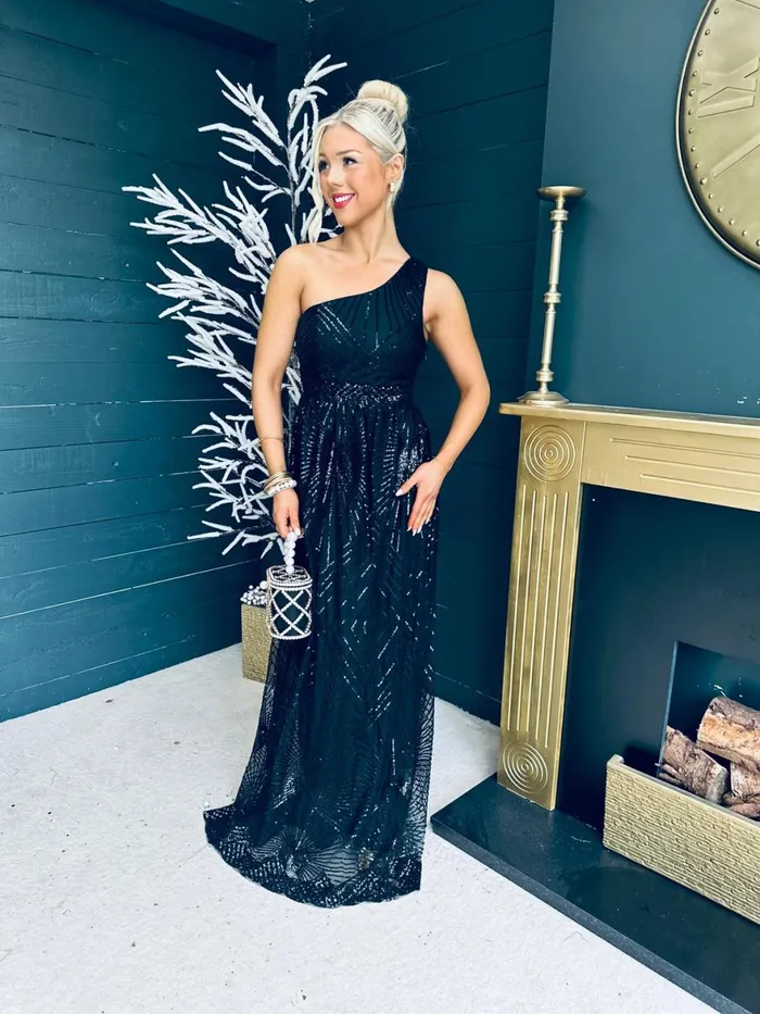 Women Maxi Canella Lane Shauna Sequin Occasion Dress Black