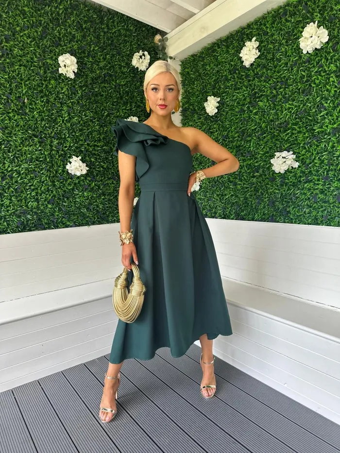 Women Maxi Canella Lane Trudy Detailed Occasion Dress Forest