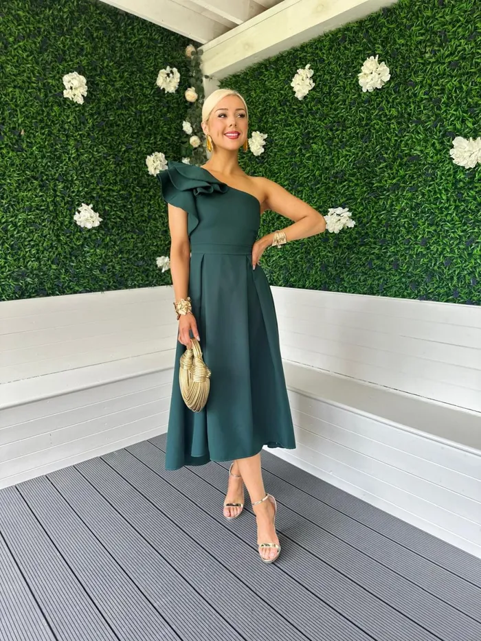 Women Maxi Canella Lane Trudy Detailed Occasion Dress Forest