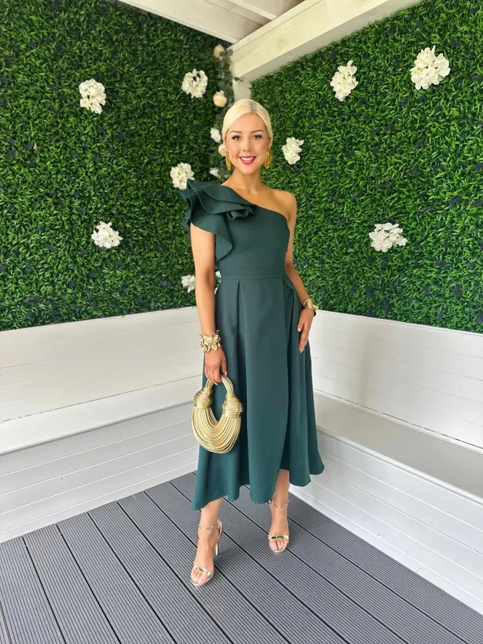 Women Maxi Canella Lane Trudy Detailed Occasion Dress Forest