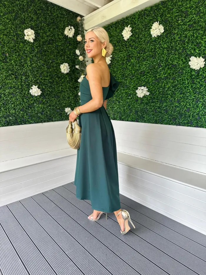 Women Maxi Canella Lane Trudy Detailed Occasion Dress Forest