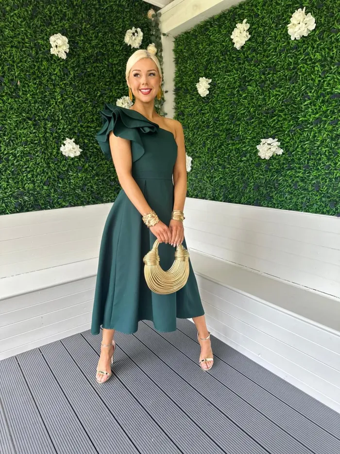 Women Maxi Canella Lane Trudy Detailed Occasion Dress Forest