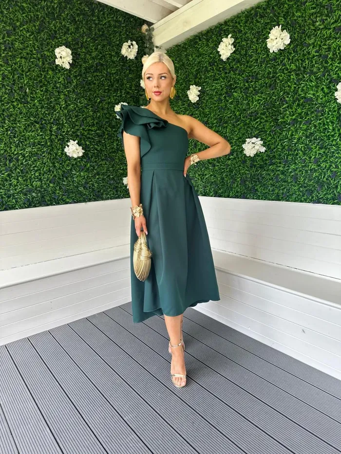 Women Maxi Canella Lane Trudy Detailed Occasion Dress Forest