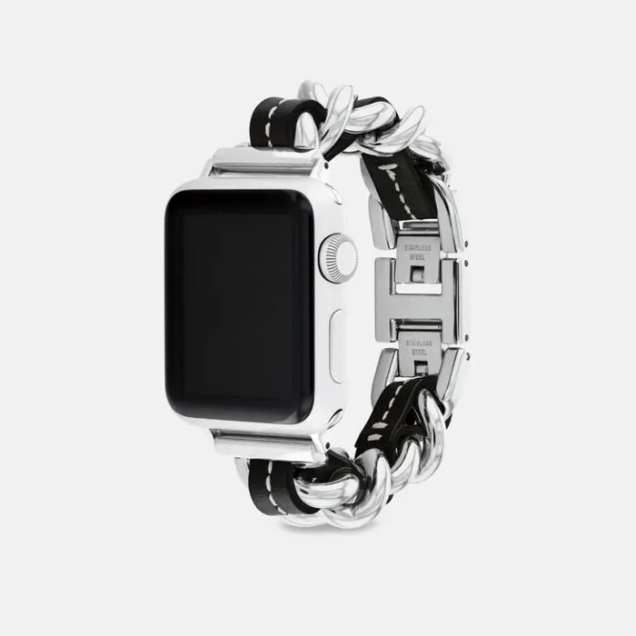 WomenMen Apple Watch Strap 38 Mm 40 Mm And 41 Mm Black Coach Watches