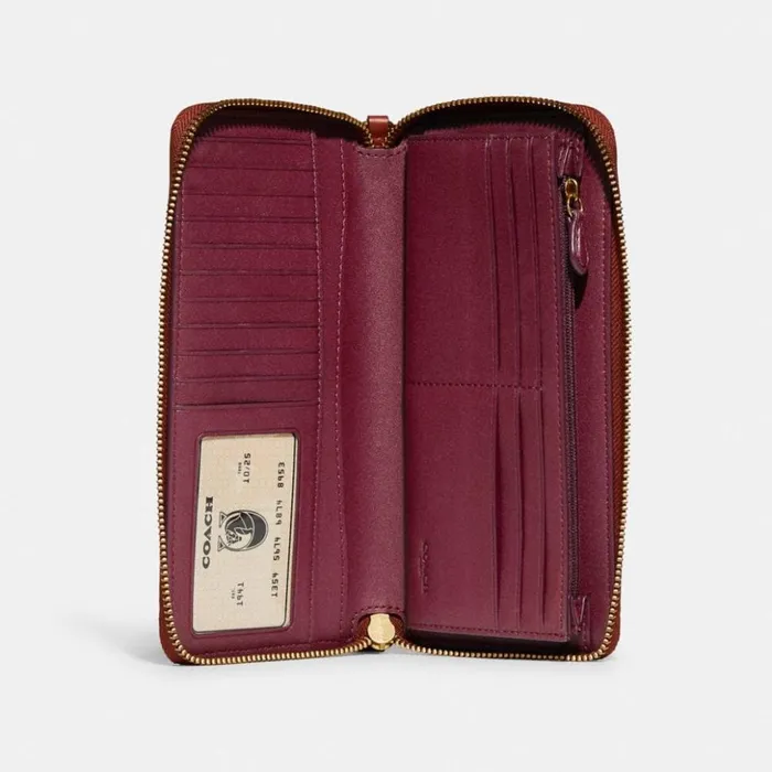 WomenMen Continental Wallet In Signature Canvas Brasstanrust Coach Large Wallets