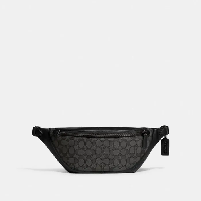 WomenMen League Belt Bag In Signature Jacquard Charcoalblack Coach Belt Bags