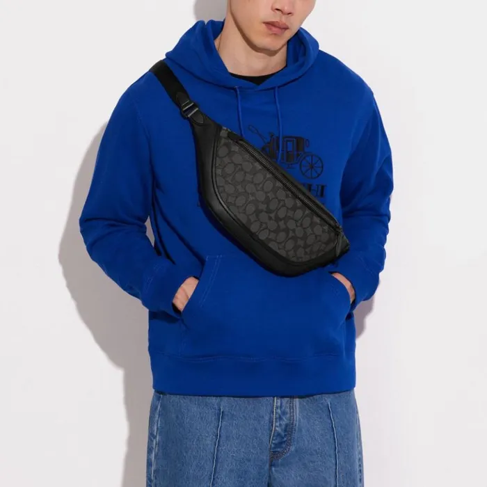 WomenMen League Belt Bag In Signature Jacquard Charcoalblack Coach Belt Bags