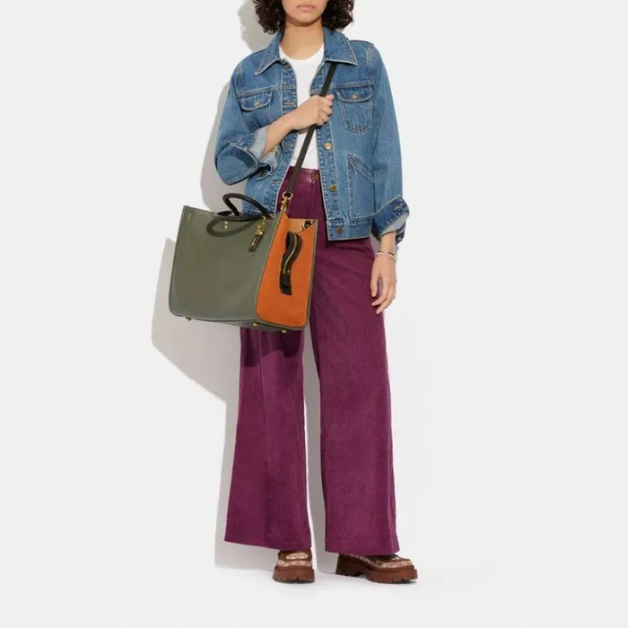WomenMen Rogue 39 In Colorblock Brassarmy Green Multi Coach Satchels and Top Handles WomenMen Rogue 39 In Colorblock Brassarmy Green Multi Coach Satchels and Top Handles