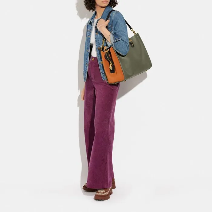WomenMen Rogue 39 In Colorblock Brassarmy Green Multi Coach Satchels and Top Handles WomenMen Rogue 39 In Colorblock Brassarmy Green Multi Coach Satchels and Top Handles