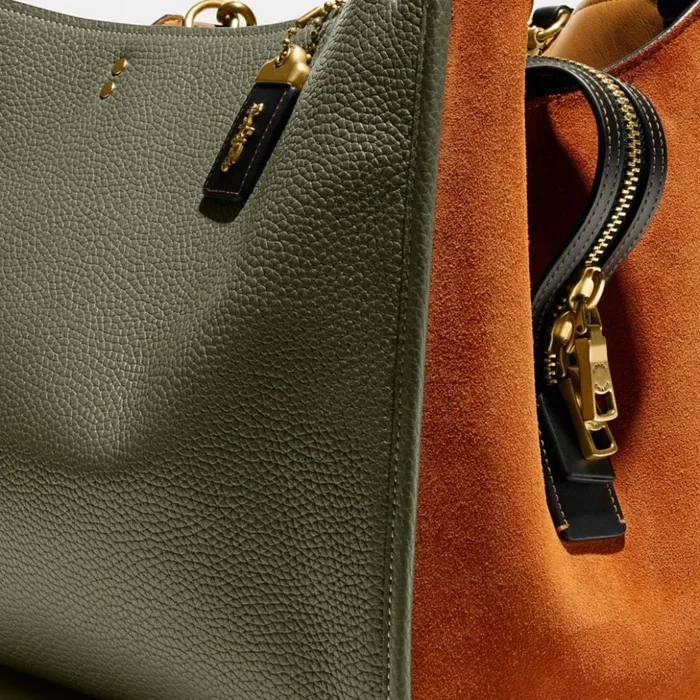 WomenMen Rogue 39 In Colorblock Brassarmy Green Multi Coach Satchels and Top Handles WomenMen Rogue 39 In Colorblock Brassarmy Green Multi Coach Satchels and Top Handles