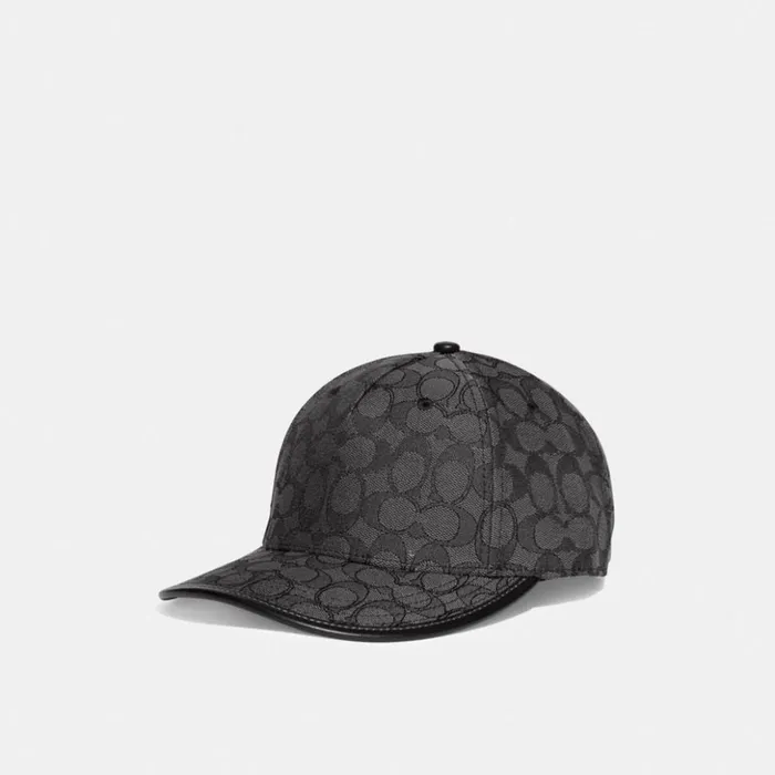WomenMen Signature Jacquard Baseball Hat Charcoal Coach Hats Scarves and Gloves