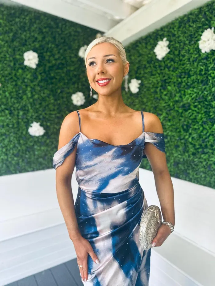 Women Midi Canella Lane Camila Detailed Midi Dress Blue Diamonte