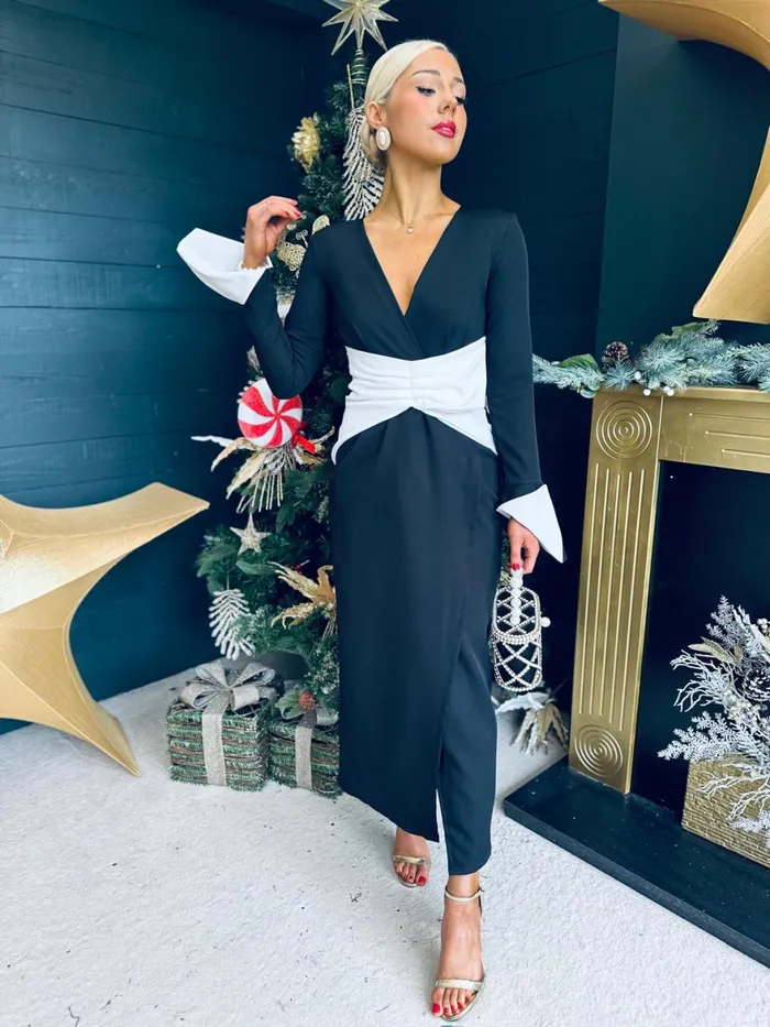 Women Midi Canella Lane Catriona Detailed Occasion Dress Black