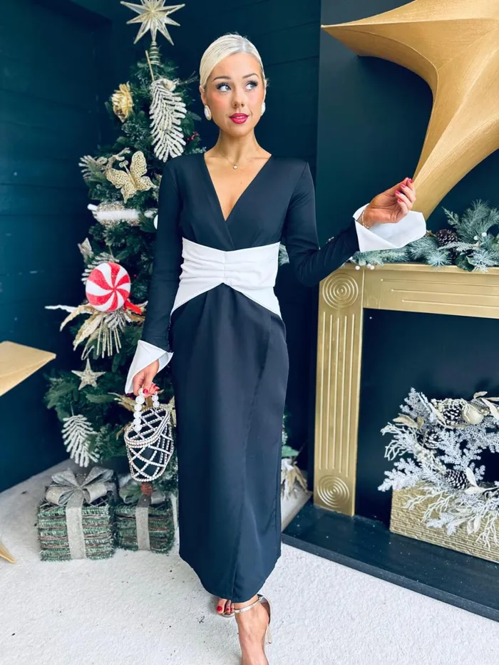 Women Midi Canella Lane Catriona Detailed Occasion Dress Black