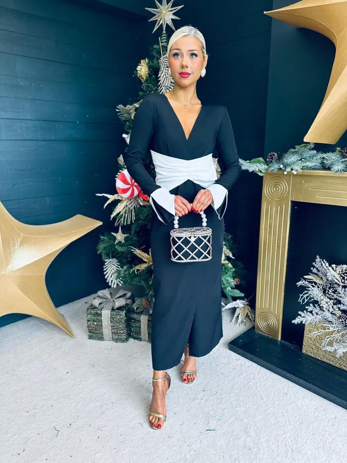 Women Midi Canella Lane Catriona Detailed Occasion Dress Black
