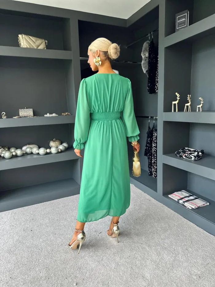 Women Midi Canella Lane Cliona Banded Midi Dress Emerald
