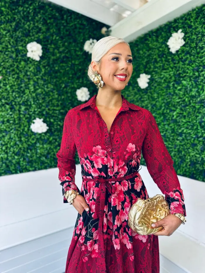 Women Midi Canella Lane Everly Floral Shirt Midi Dress Multi Ruby