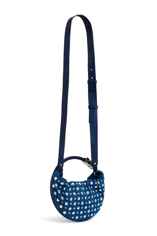 Women Mini Domino Bag In Denim And Studs Blue Studs Blue Sonia Rykiel Le Domino